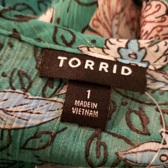 Torrid Floral Chiffon Lurex Top Sz 1X - Picture 7 of 11